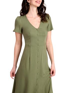 Vestido Naf Naf Botones Verde Para Mujer