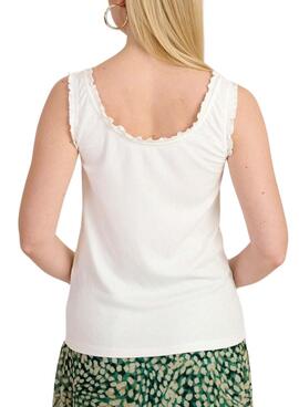 Camiseta Naf Naf Fruncido Blanco Para Mujer