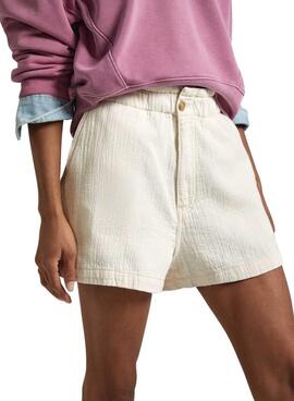 Short Pepe Jeans Ecru Crema Para Mujer