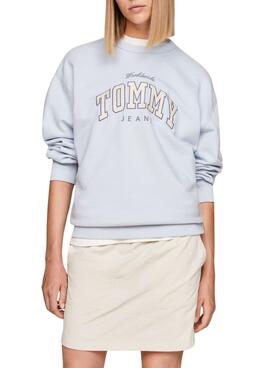 Sudadera Tommy Jeans Relaxed Varsity Luxe Azul Para Mujer