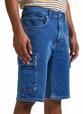 Bermuda Pepe Jeans Relaxed Azul Para Hombre