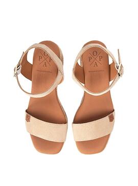 Sandalias Popa Beliche Serraje Beige Para Mujer