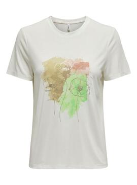 Camiseta Only Free Leaf Blanco Para Mujer