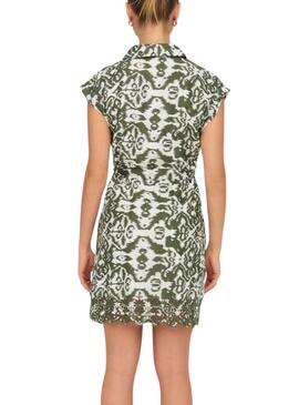 Vestido Only Lou Camisero Estampado Verde  Para Mujer