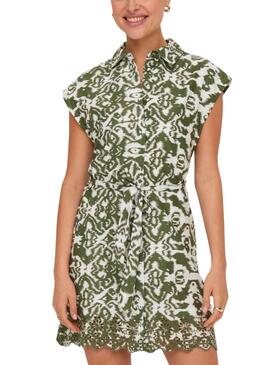 Vestido Only Lou Camisero Estampado Verde  Para Mujer