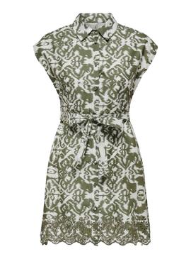 Vestido Only Lou Camisero Estampado Verde  Para Mujer