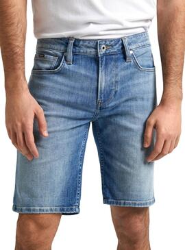 Bermuda Pepe Jeans Slim Azul Para Hombre