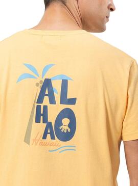 Camiseta El Pulpo Aloha Naranja Para Hombre