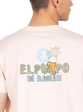 Camiseta El Pulpo Texto Hawaii Beige Para Hombre