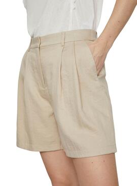 Shorts Vila Viflea Beige Para Mujer