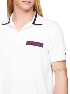 Polo Tommy Hilfiger Embro Blanco Para Hombre