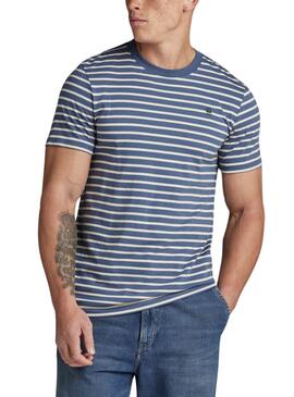 Camniseta G-Star Azul Stripe Slim para Hombre