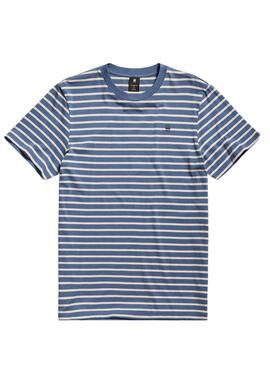 Camniseta G-Star Azul Stripe Slim para Hombre