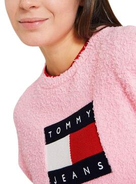 Sudadera Tommy Jeans Center Flag Rosa Para Mujer