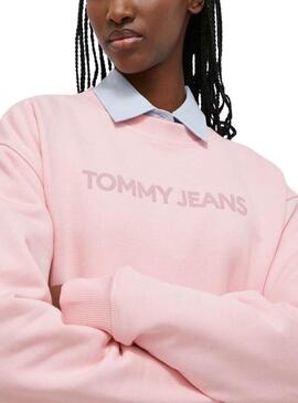 Sudadera Tommy Jeans Relaxed Classic Rosa Mujer