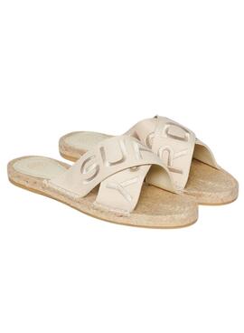 Sandalias Superdry cruzadas beige para mujer