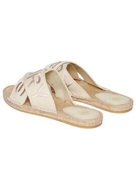 Sandalias Superdry cruzadas beige para mujer