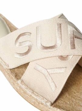 Sandalias Superdry cruzadas beige para mujer