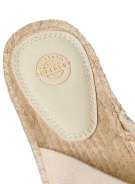 Sandalias Superdry cruzadas beige para mujer