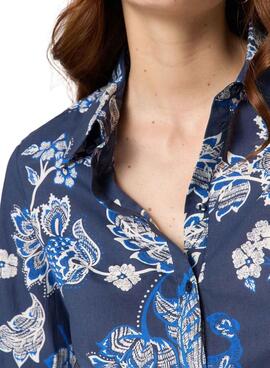 Camisa Naf Naf estampado floral azul marino para mujer