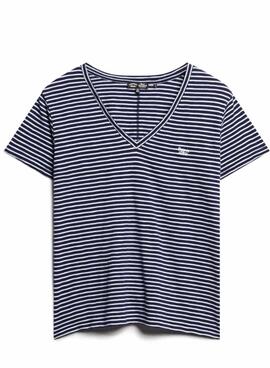 Camiseta Superdry de rayas marino para mujer