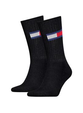 Pack de 2 calcetines Tommy Jeans TH UNI negros para hombre y mujer