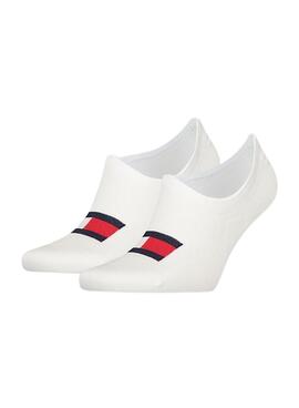 Pack 2 calcetines Tommy Jeans Footie blanco para hombre y mujer