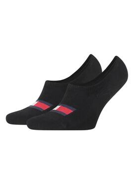 Pack 2 calcetines Tommy Jeans Footie negro para hombre y mujer