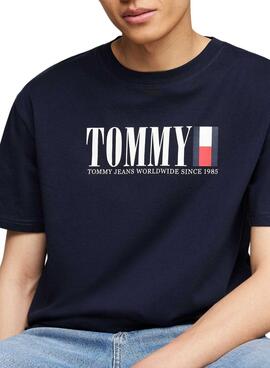 Camiseta Tommy Jeans regular flag azul marino para hombre