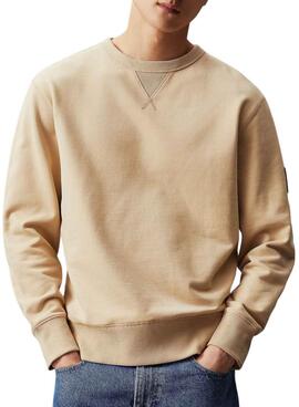 Sudadera Calvin Klein Badge beige para hombre