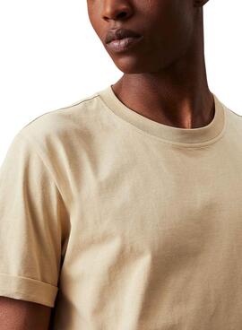 Camiseta Calvin Klein Turn Up beige para hombre