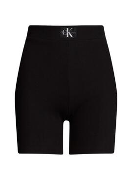 Shorts Calvin Klein Woven Label canalé negro para mujer