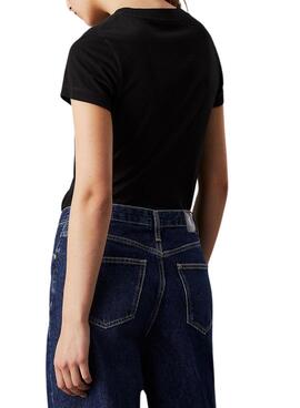 Camiseta Calvin Klein Jeans monologo slim negro para mujer