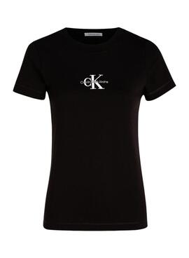 Camiseta Calvin Klein Jeans monologo slim negro para mujer