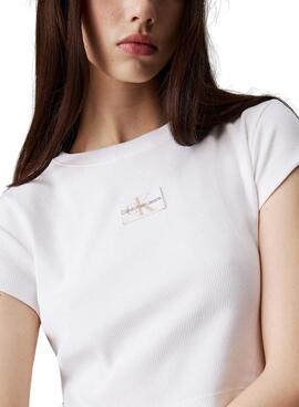 Camiseta Calvin Klein Jeans Slim blanco para mujer