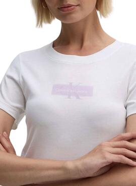 Camiseta Calvin Klein Jeans Faded Monologo blanco para mujer