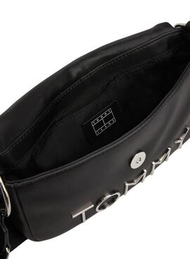 Bolso Tommy Hilfiger Bold Elongated Flap negro para mujer