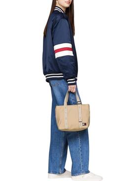 Bolso Tommy Jeans Essential Daily Mini Tote beige para mujer