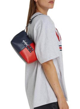 Bolso Tommy Jeans Archive Shoulder rojo y marino para mujer