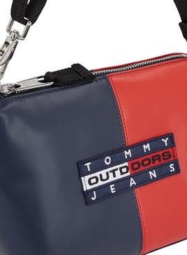 Bolso Tommy Jeans Archive Shoulder rojo y marino para mujer