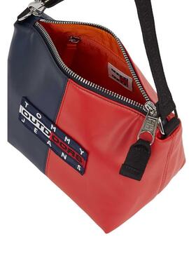 Bolso Tommy Jeans Archive Shoulder rojo y marino para mujer