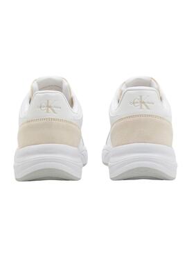 Zapatillas Calvin Kein Jeans Retro Tennis blanco y beige para mujer