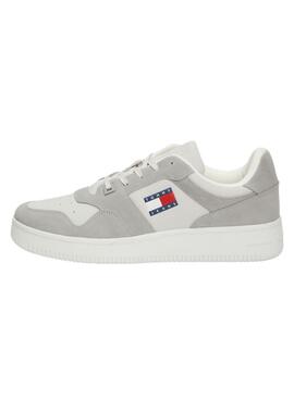 Zapatillas Tommy Jeans Basket gris y blanco para hombre