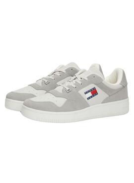 Zapatillas Tommy Jeans Basket gris y blanco para hombre