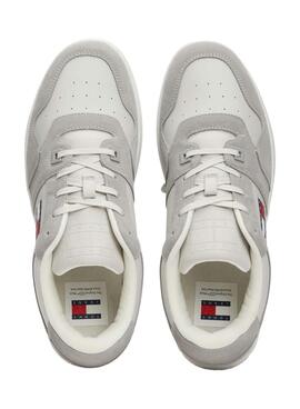 Zapatillas Tommy Jeans Basket gris y blanco para hombre