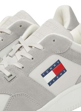 Zapatillas Tommy Jeans Basket gris y blanco para hombre