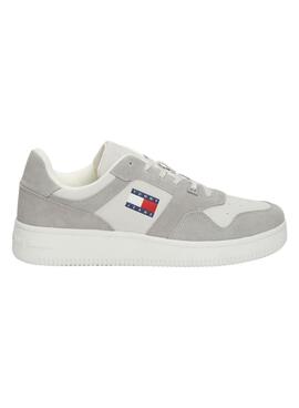 Zapatillas Tommy Jeans Basket gris y blanco para hombre