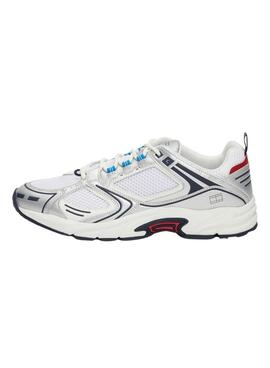 Zapatillas Tommy Jeans Archive retro plateado y blanco para hombre