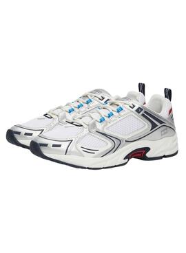 Zapatillas Tommy Jeans Archive retro plateado y blanco para hombre