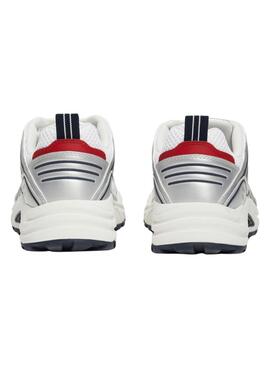 Zapatillas Tommy Jeans Archive retro plateado y blanco para hombre